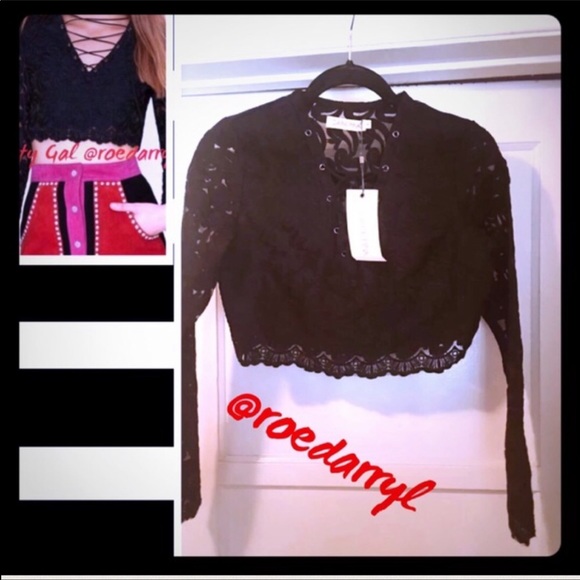 SZ S Nasty Gal Lace Cop Top - Picture 3 of 3